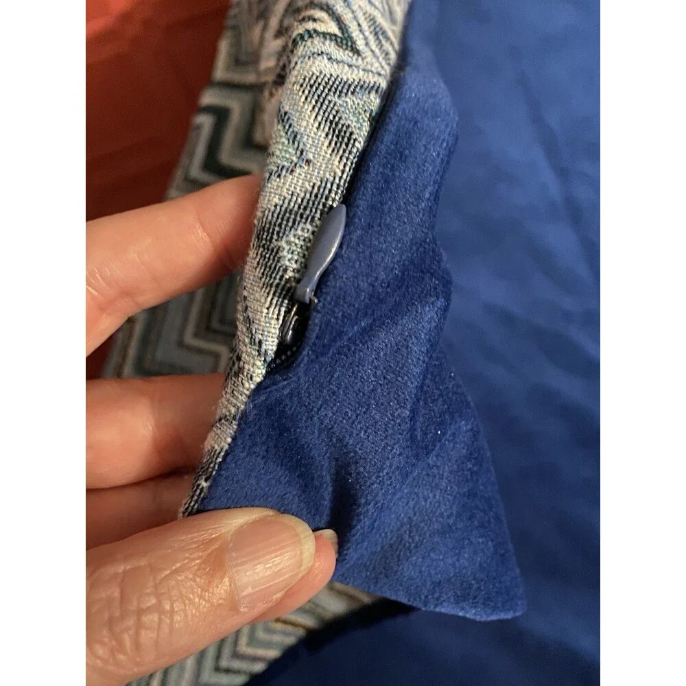 Bohemian Striped Blue Zig Zag Pillow Sham Pillow Cover Colorful Boho Velvet